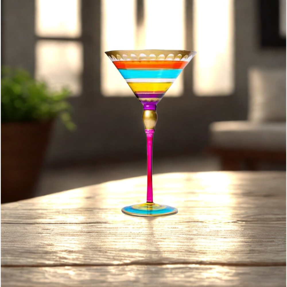 Taça de Vinho Pintada à Mão Estilo Retrô Luxo