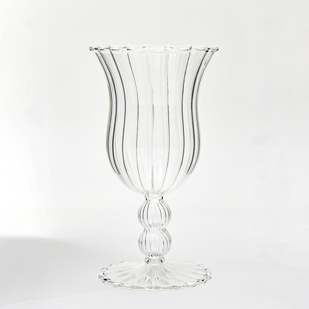 Taça Vintage Francesa Colorida Vidro Frisado Irregular