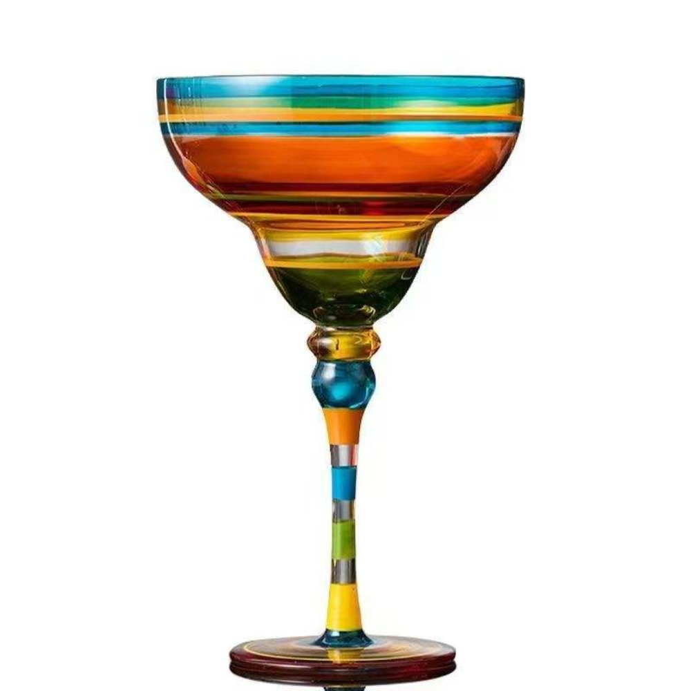 Taça Margarita de Vidro Pintada à Mão Decorativa