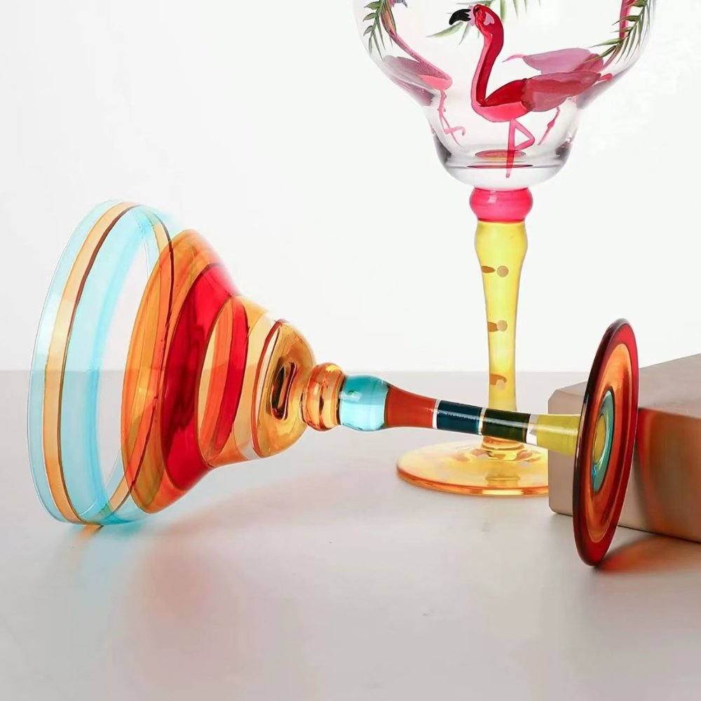 Taça Margarita de Vidro Pintada à Mão Decorativa