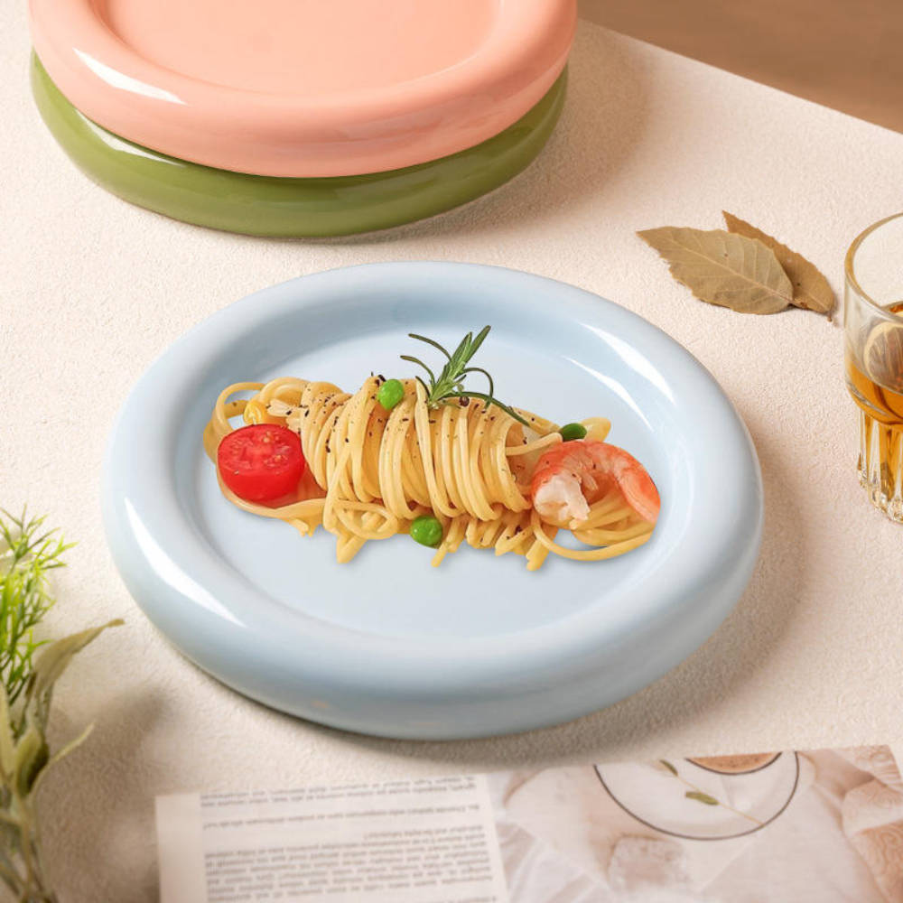 Prato de Cerâmica Colorido para Sobremesa Casa Restaurante