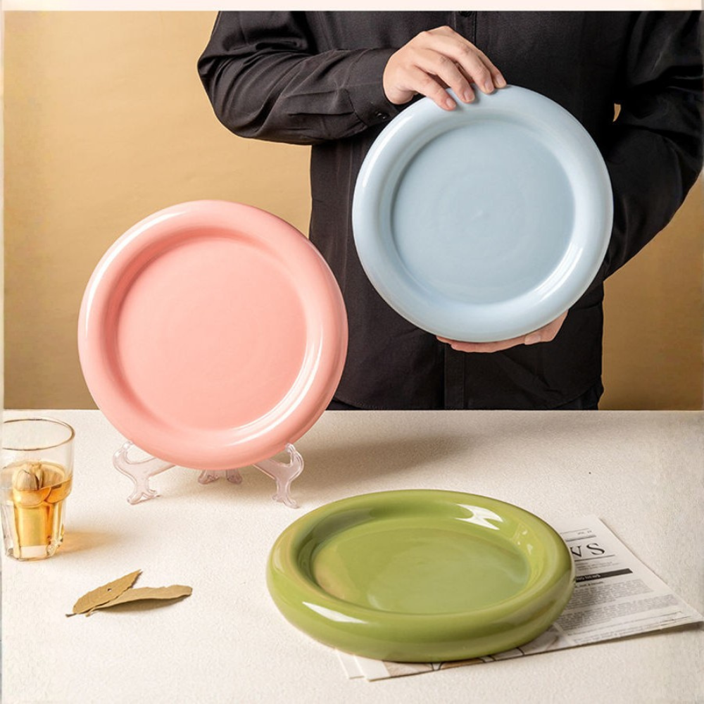 Prato de Cerâmica Colorido para Sobremesa Casa Restaurante