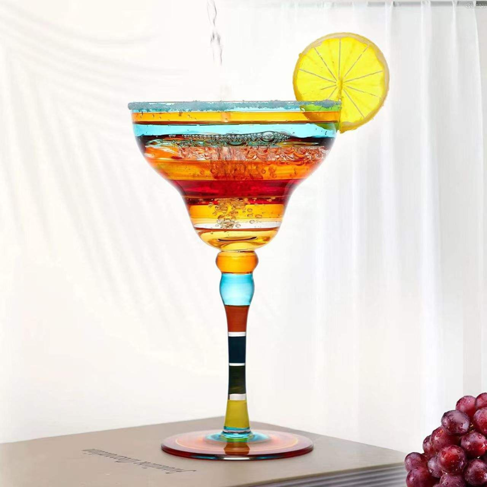 Taça Margarita de Vidro Pintada à Mão Decorativa