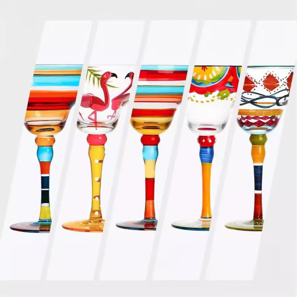 Taça Margarita de Vidro Pintada à Mão Decorativa